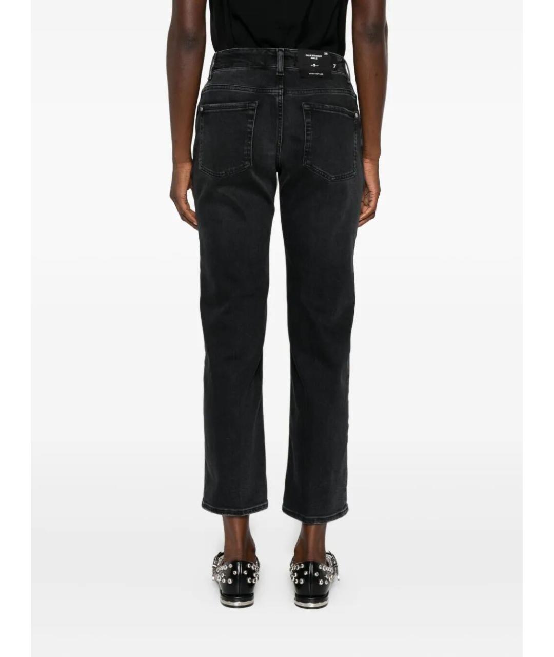 7 FOR ALL MANKIND Черные хлопковые прямые джинсы, фото 4