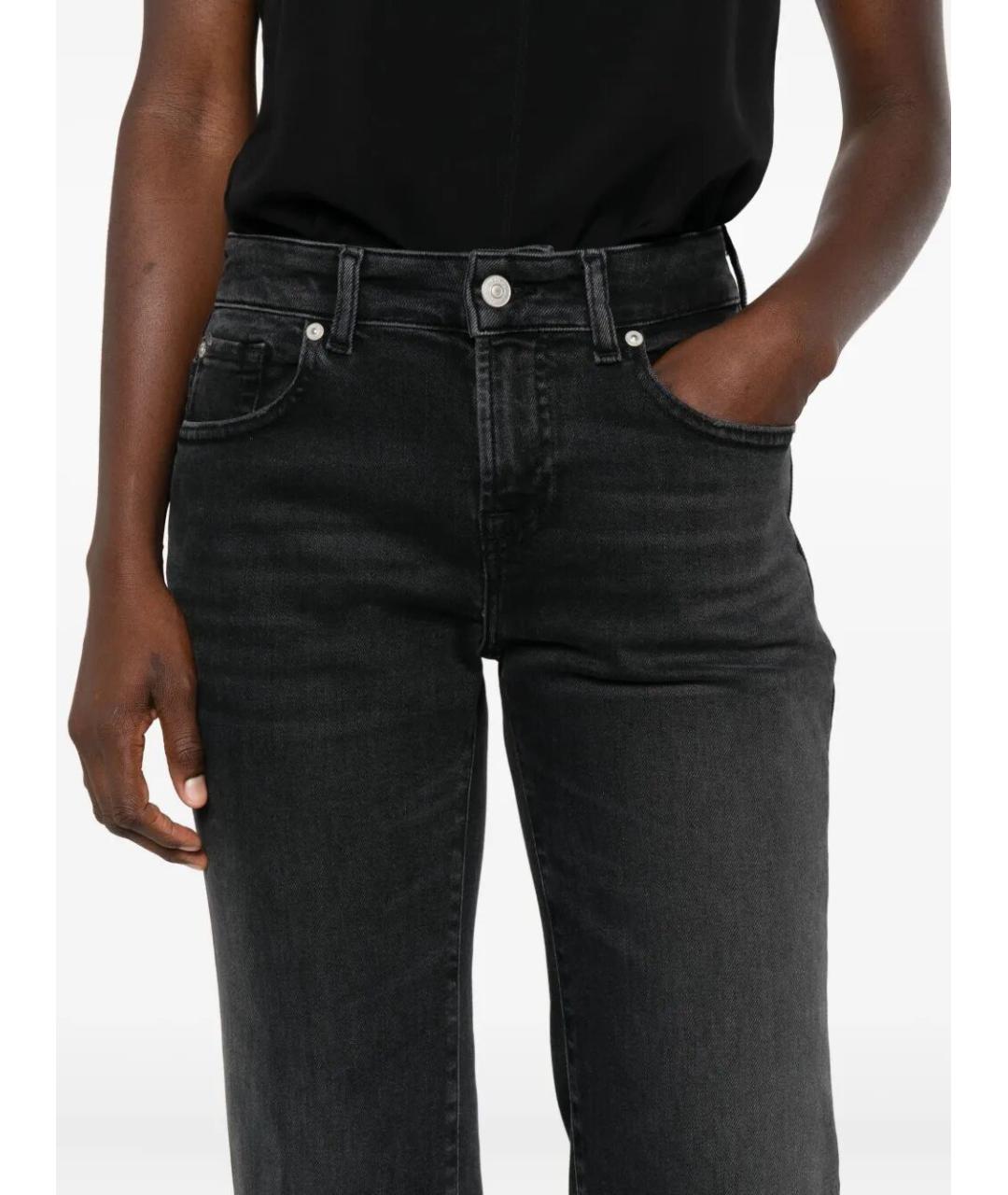 7 FOR ALL MANKIND Черные хлопковые прямые джинсы, фото 3