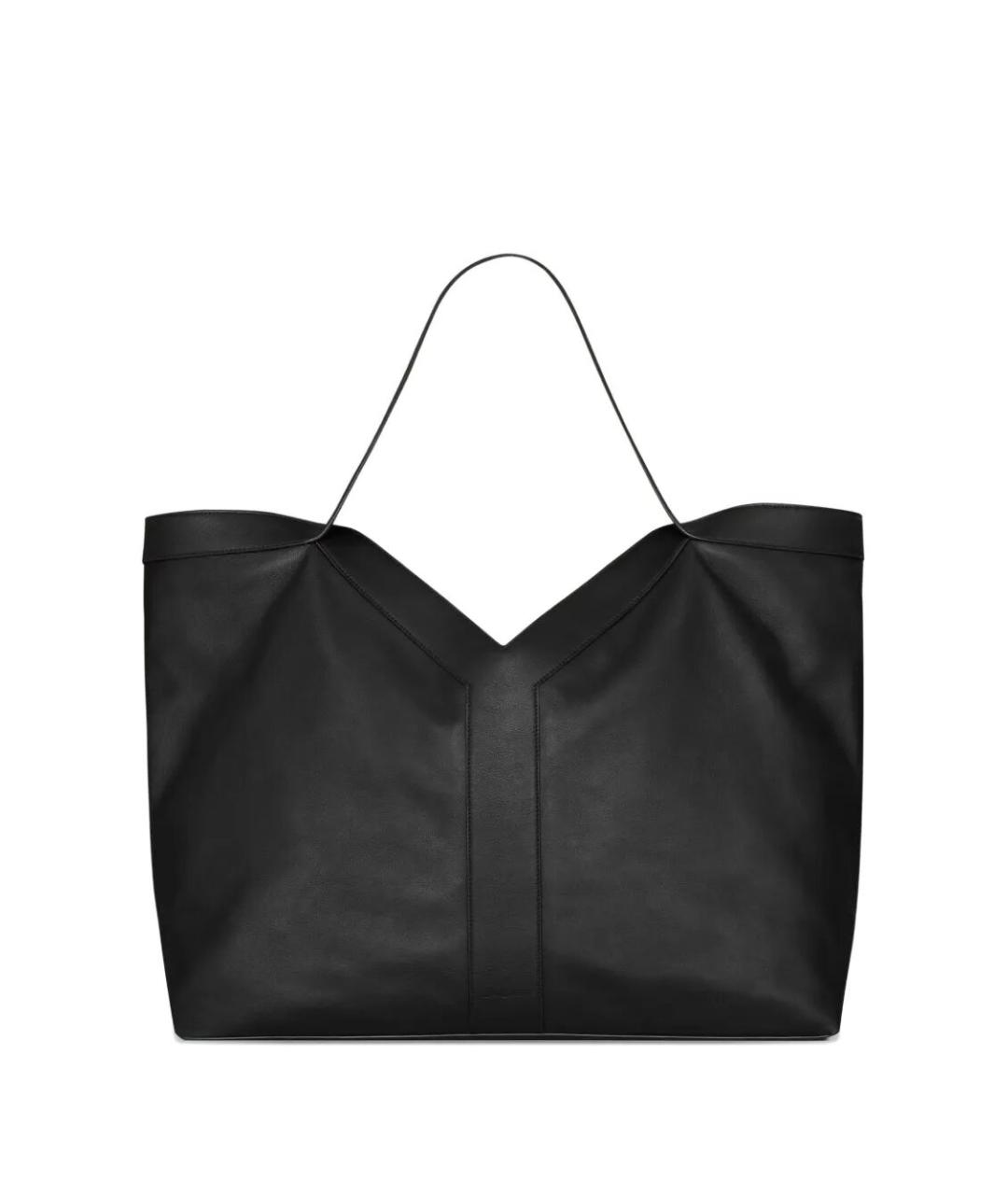SAINT LAURENT Черная кожаная сумка тоут, фото 1