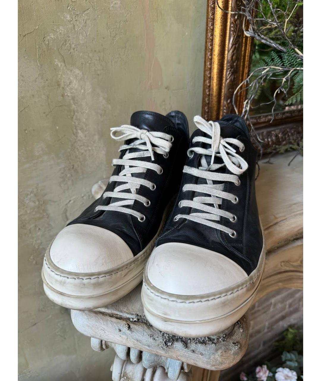 RICK OWENS Черные низкие кроссовки / кеды, фото 2