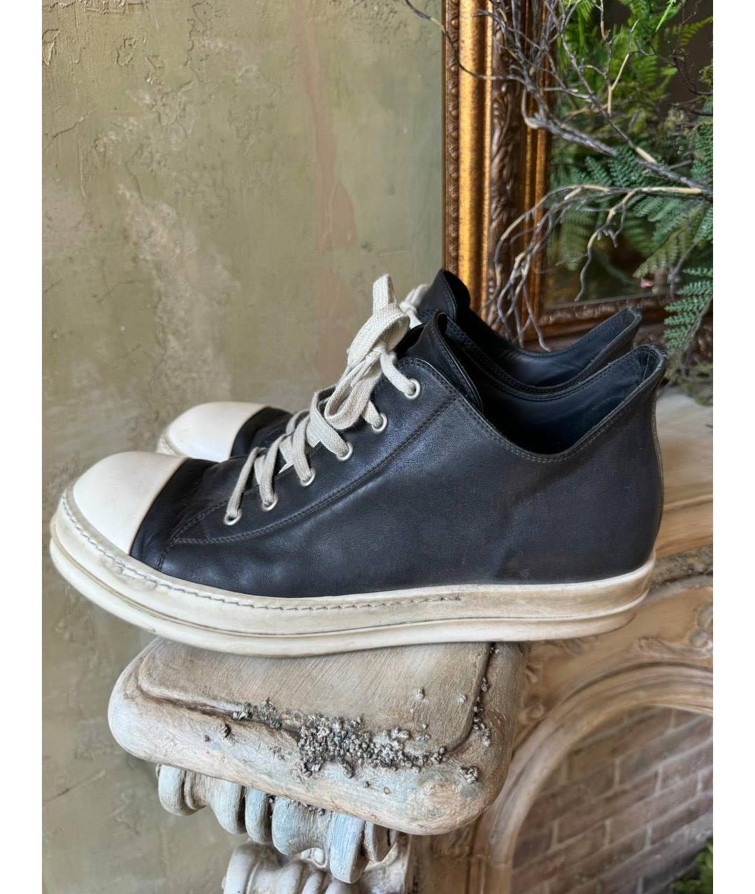 RICK OWENS Черные низкие кроссовки / кеды, фото 4