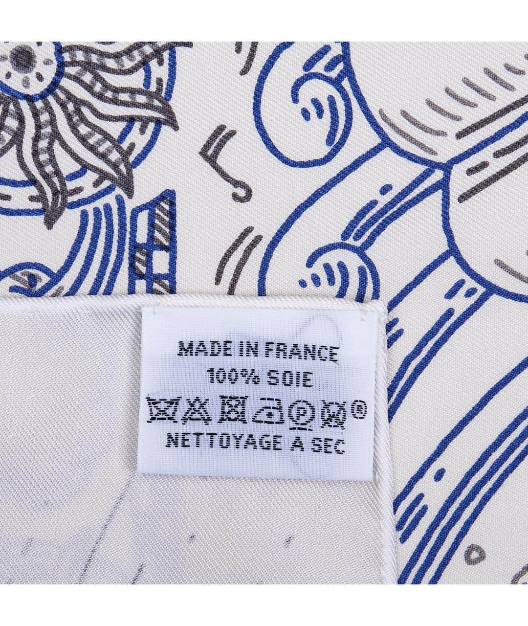 HERMES Бежевый шелковый платок, фото 3