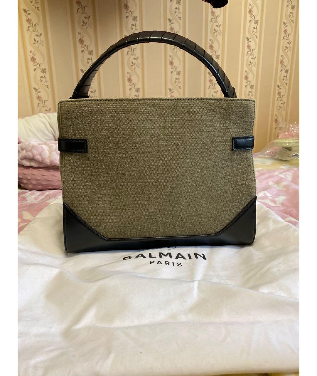 PHILIPP PLEIN Хаки хлопковая сумка с короткими ручками, фото 3