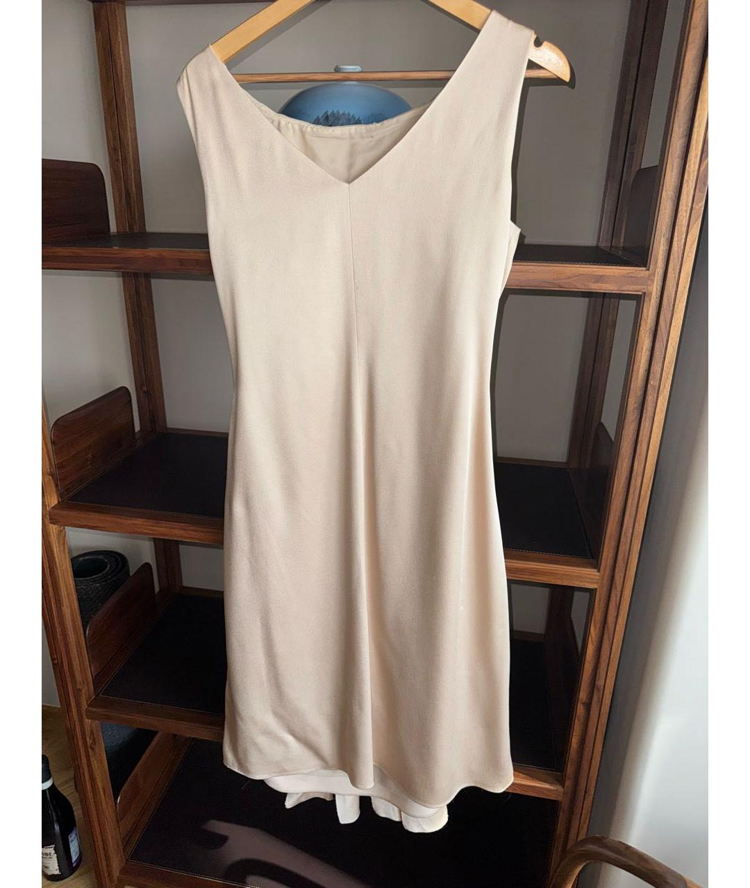 HUGO BOSS Бежевое атласное коктейльное платье, фото 3