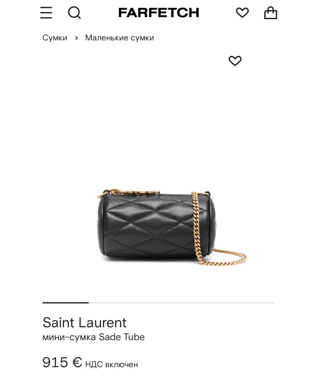 SAINT LAURENT Черная кожаная сумка через плечо, фото 7