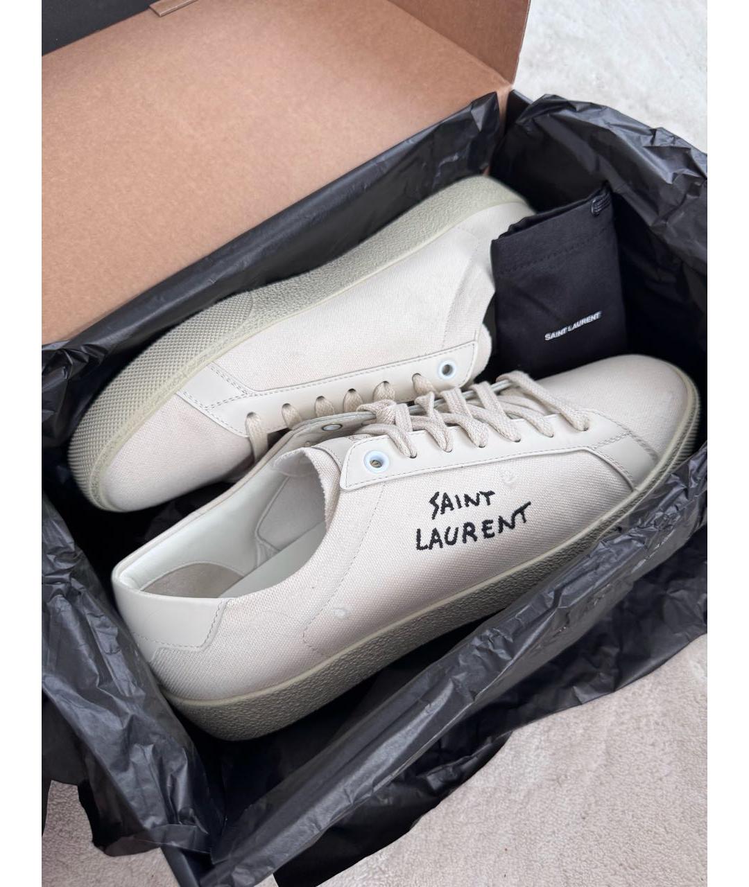 SAINT LAURENT Белые текстильные кеды, фото 2