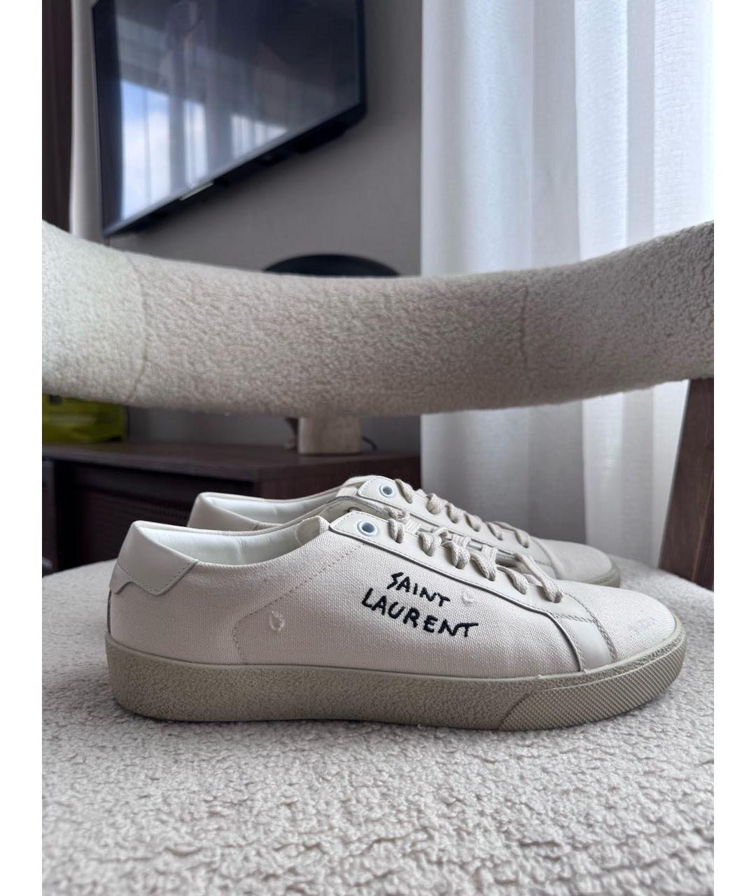 SAINT LAURENT Белые текстильные кеды, фото 3