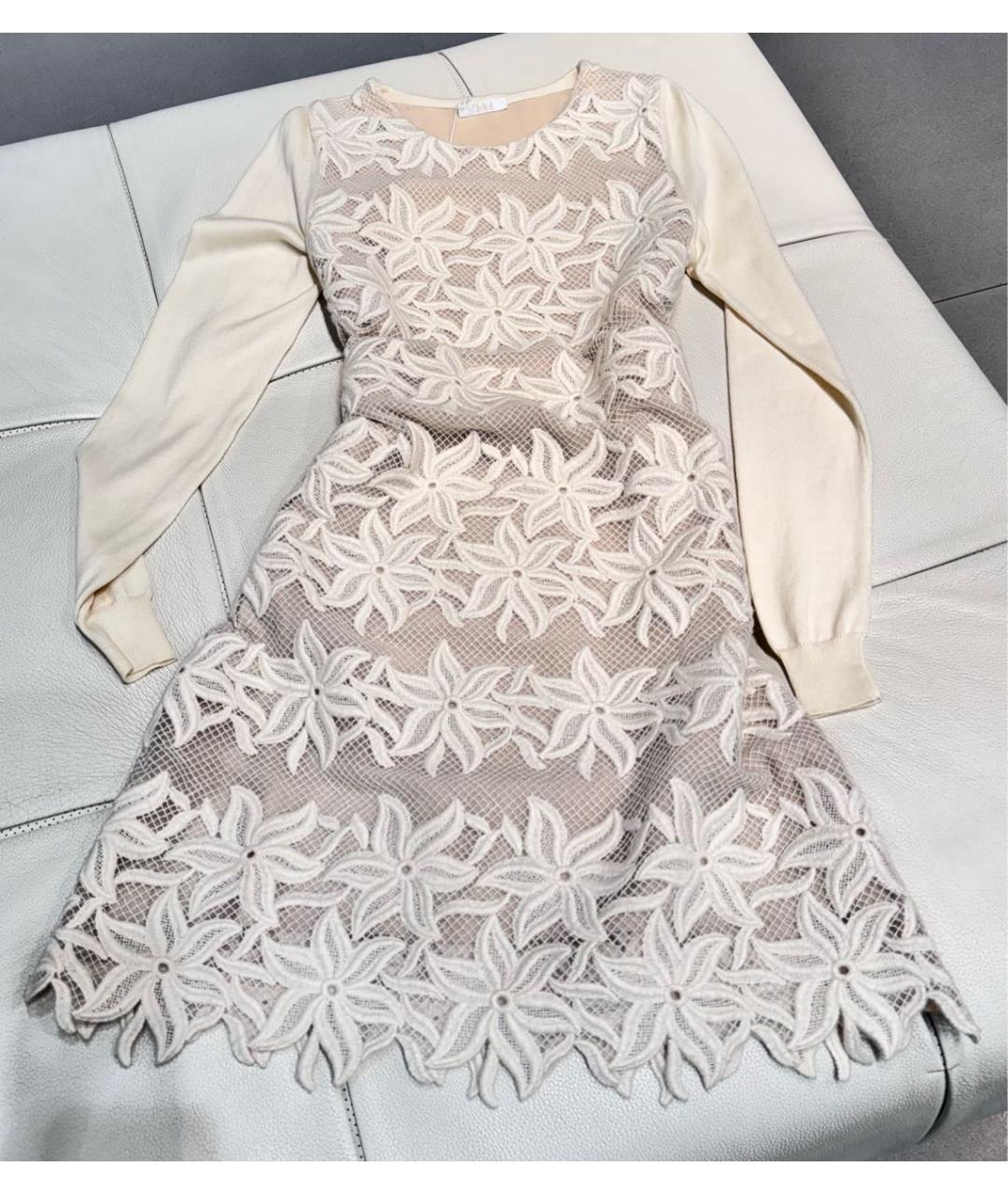CHLOE Белое шерстяное коктейльное платье, фото 4