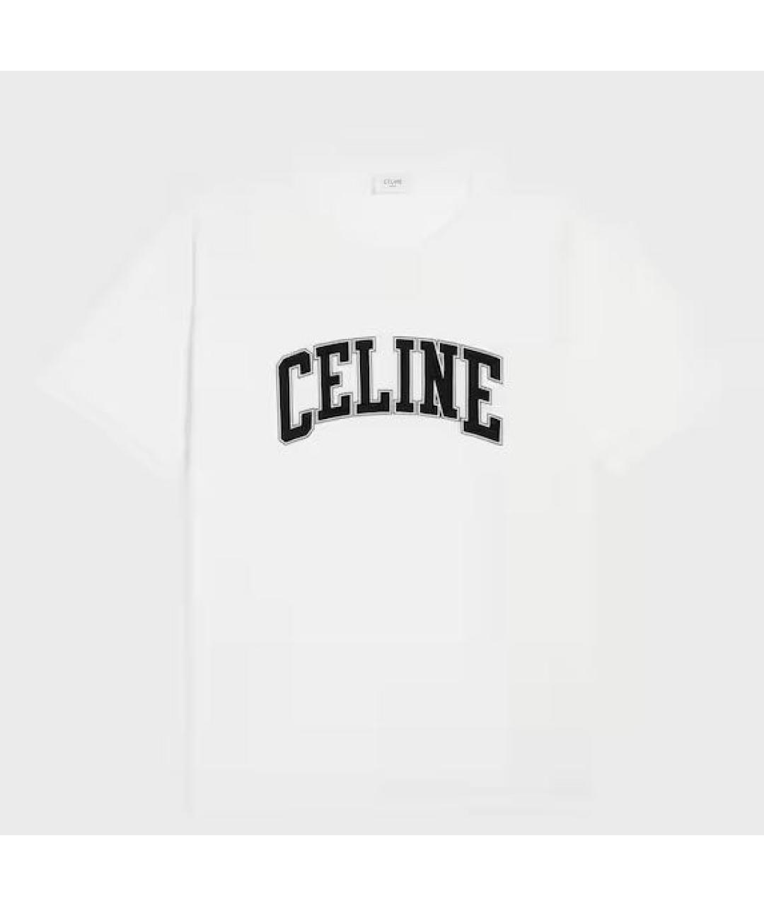 CELINE Белая хлопковая футболка, фото 5