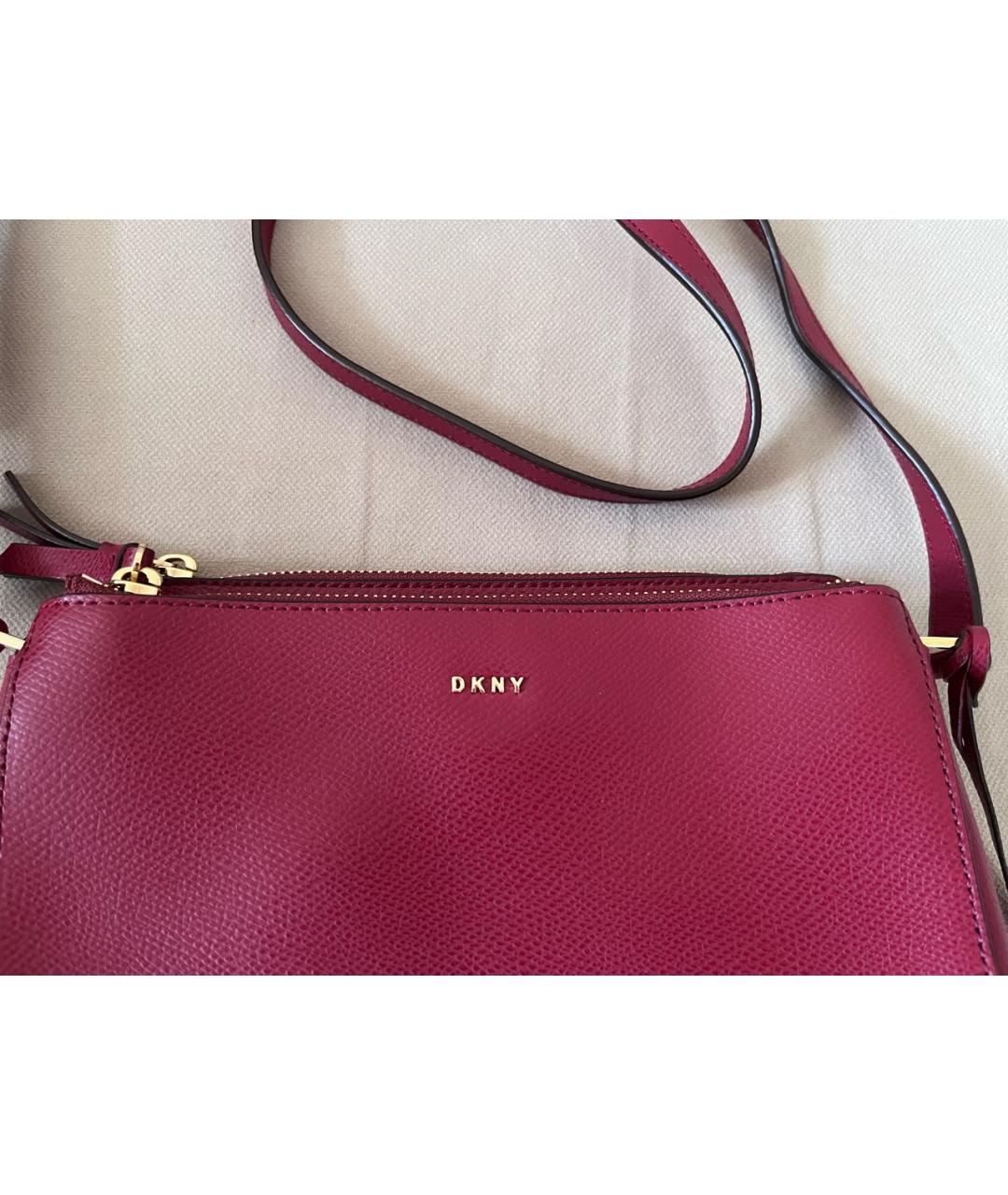 DKNY Бордовая кожаная сумка через плечо, фото 3