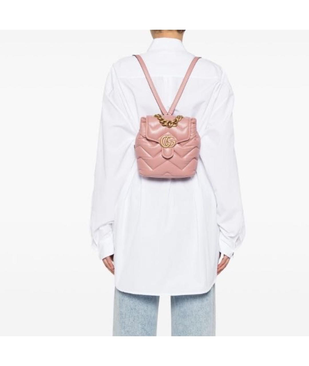 GUCCI Коралловый кожаный рюкзак, фото 5