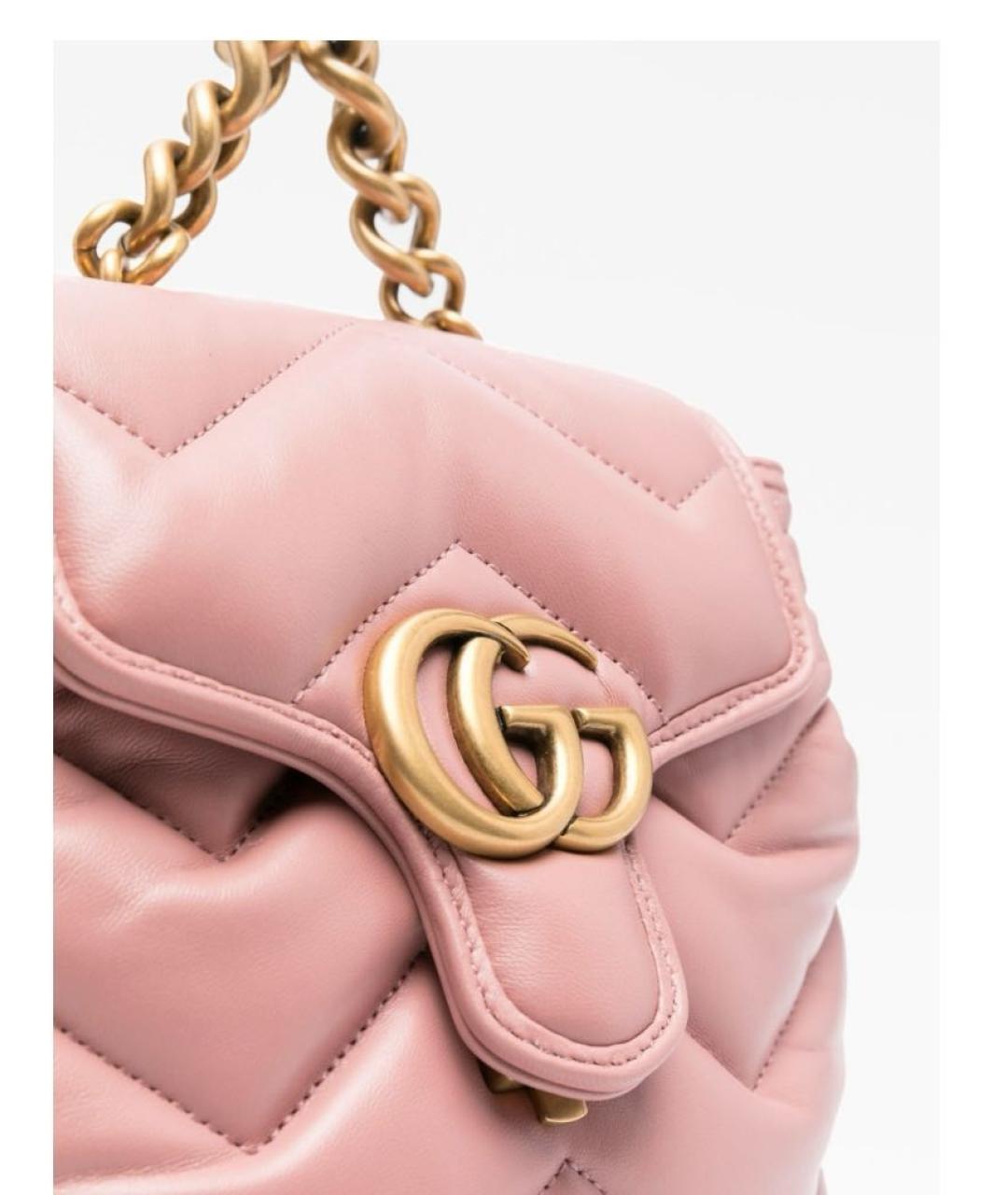 GUCCI Коралловый кожаный рюкзак, фото 3