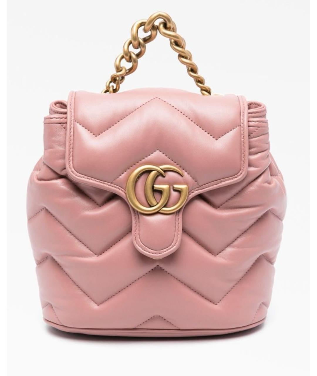 GUCCI Коралловый кожаный рюкзак, фото 6