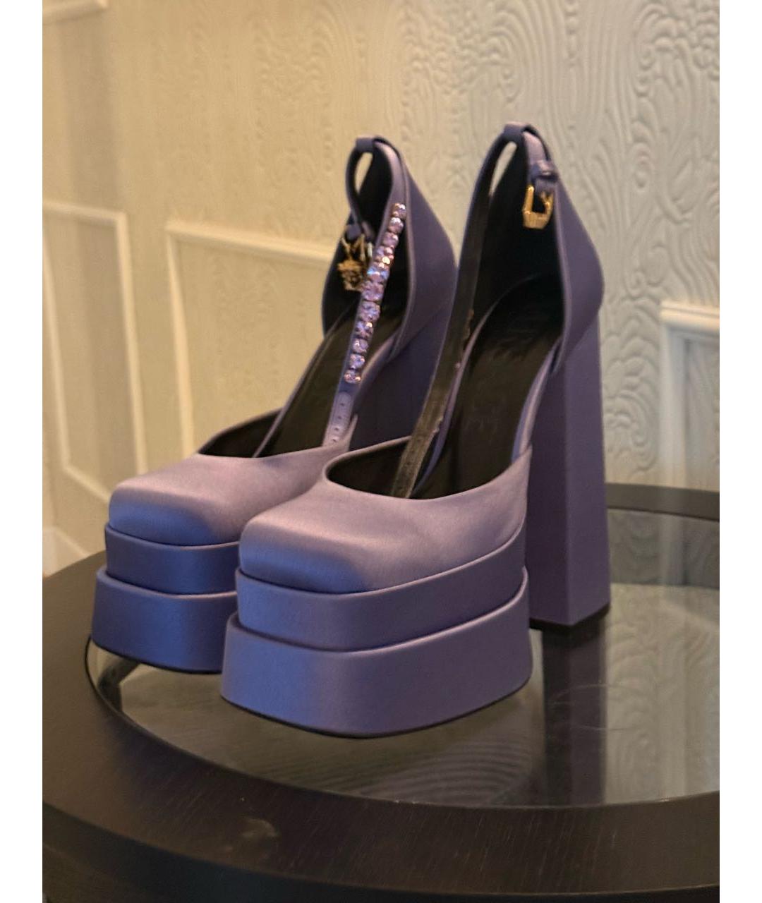 VERSACE Фиолетовые текстильные туфли, фото 5