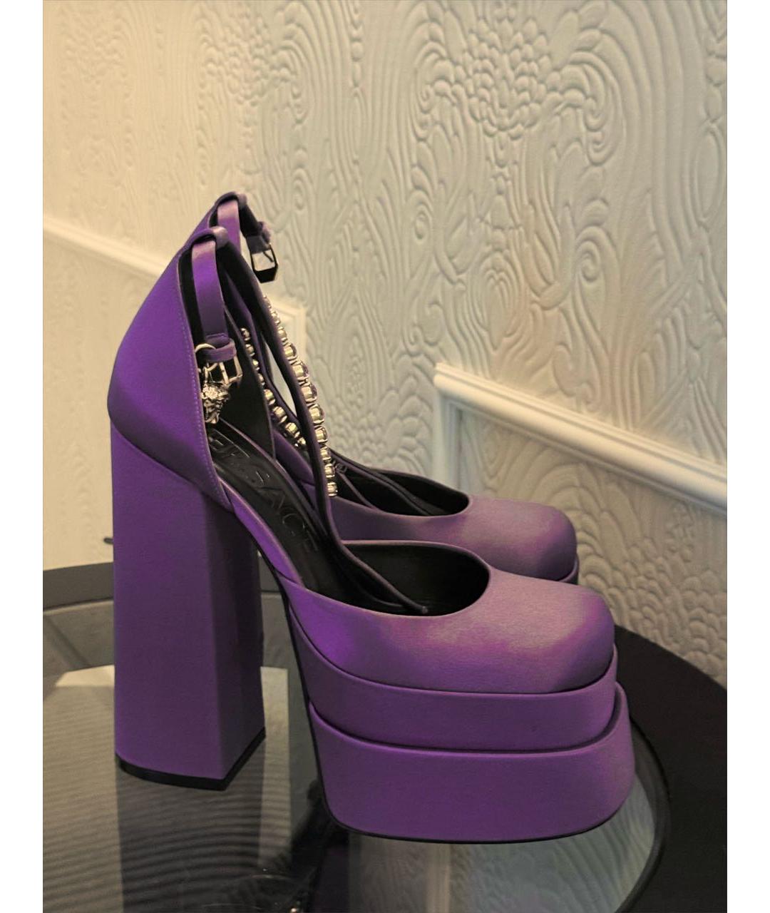 VERSACE Фиолетовые текстильные туфли, фото 6