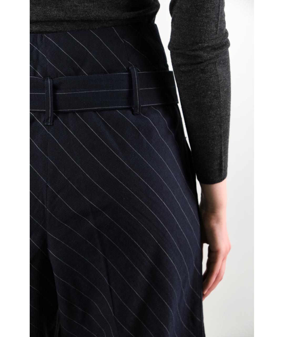 BRUNELLO CUCINELLI Синие шерстяные брюки широкие, фото 5