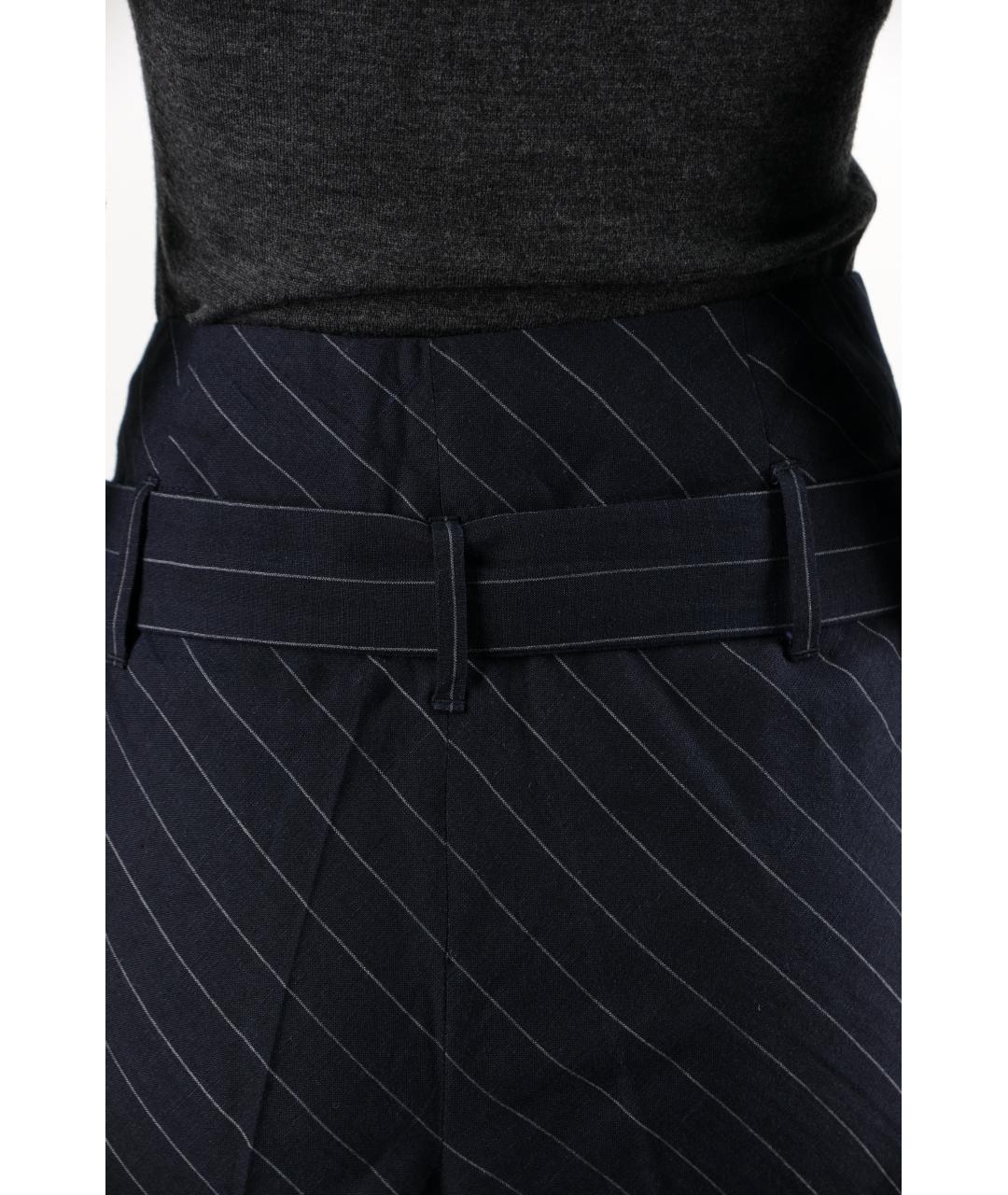 BRUNELLO CUCINELLI Синие шерстяные брюки широкие, фото 4