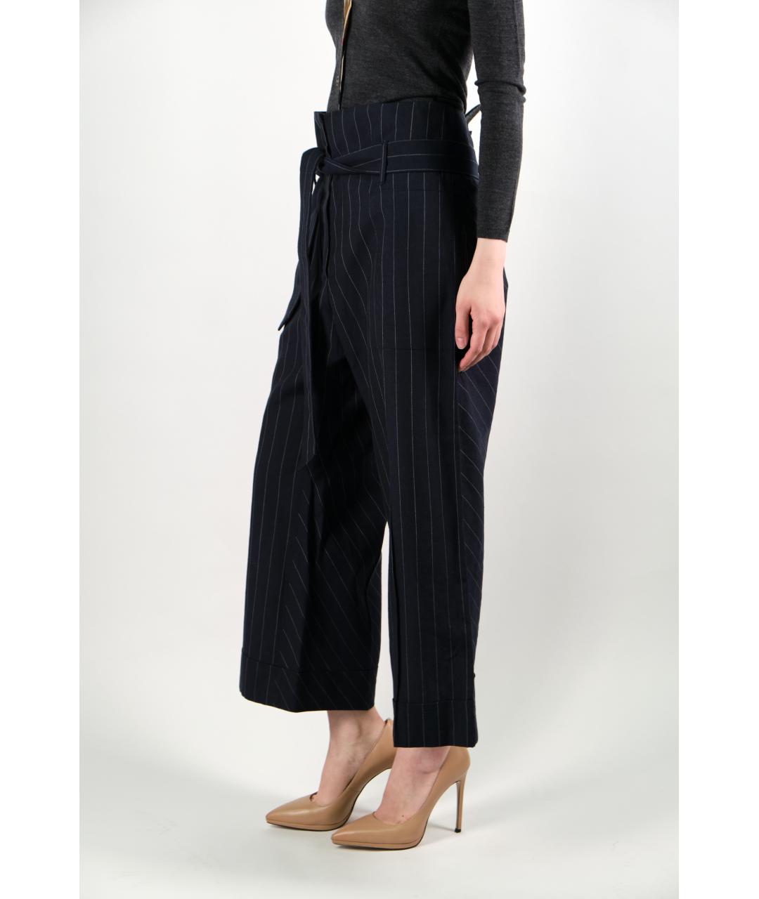 BRUNELLO CUCINELLI Синие шерстяные брюки широкие, фото 9