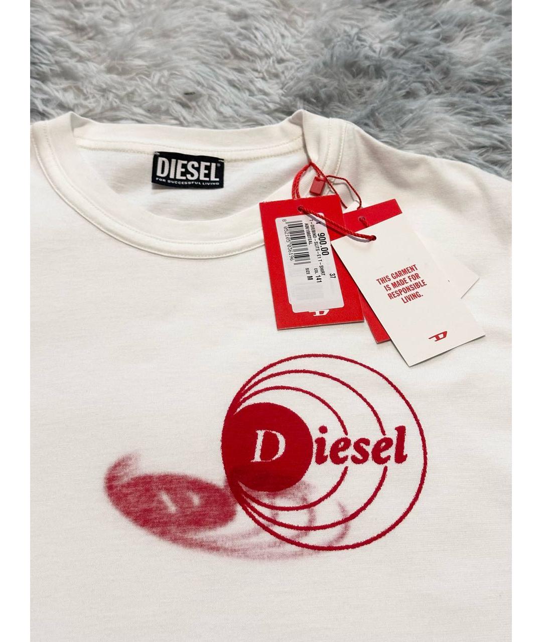 DIESEL Белая хлопковая футболка, фото 3