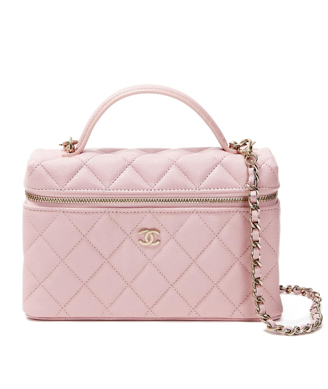 CHANEL Розовая кожаная сумка с короткими ручками, фото 5