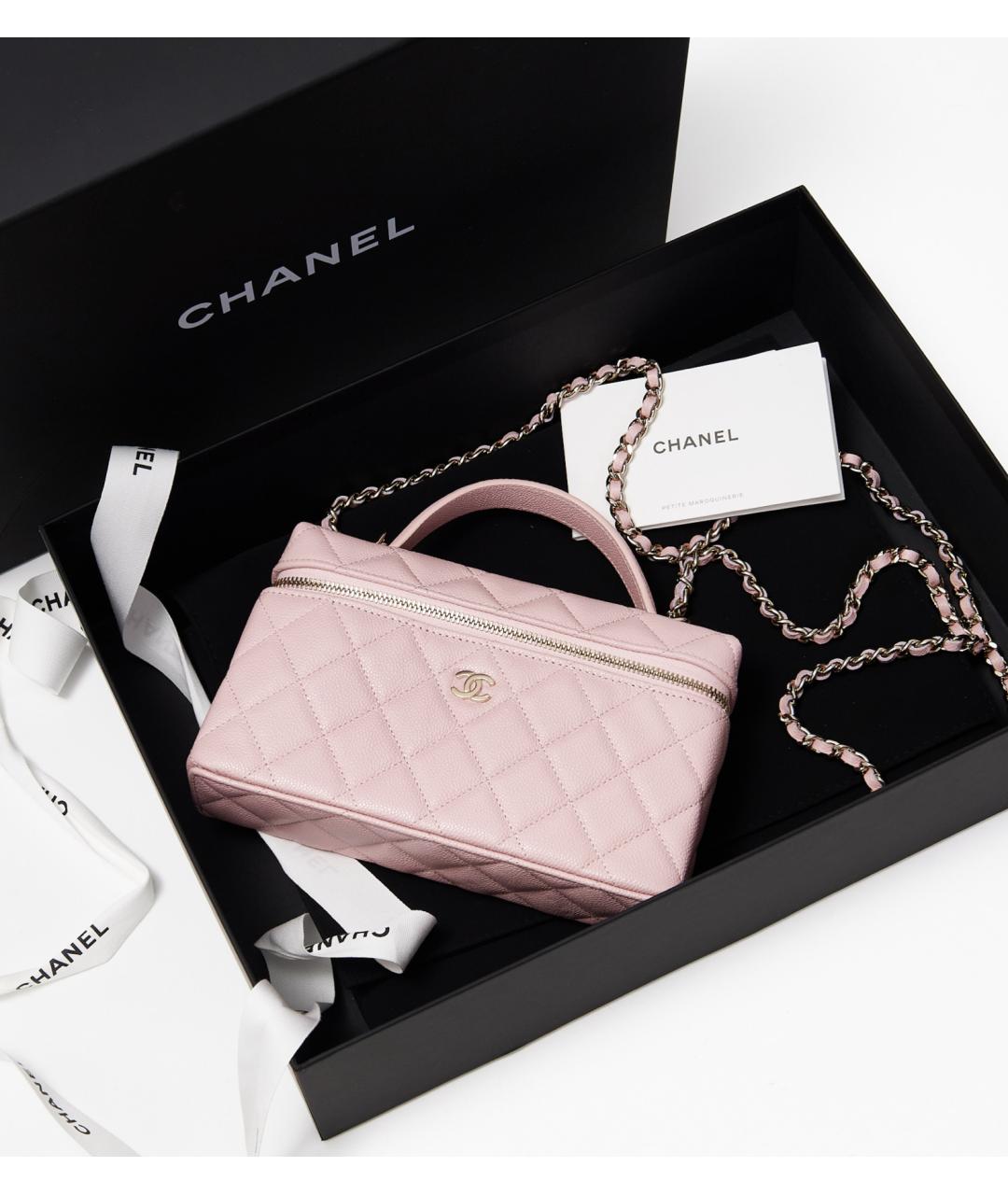 CHANEL Розовая кожаная сумка с короткими ручками, фото 3