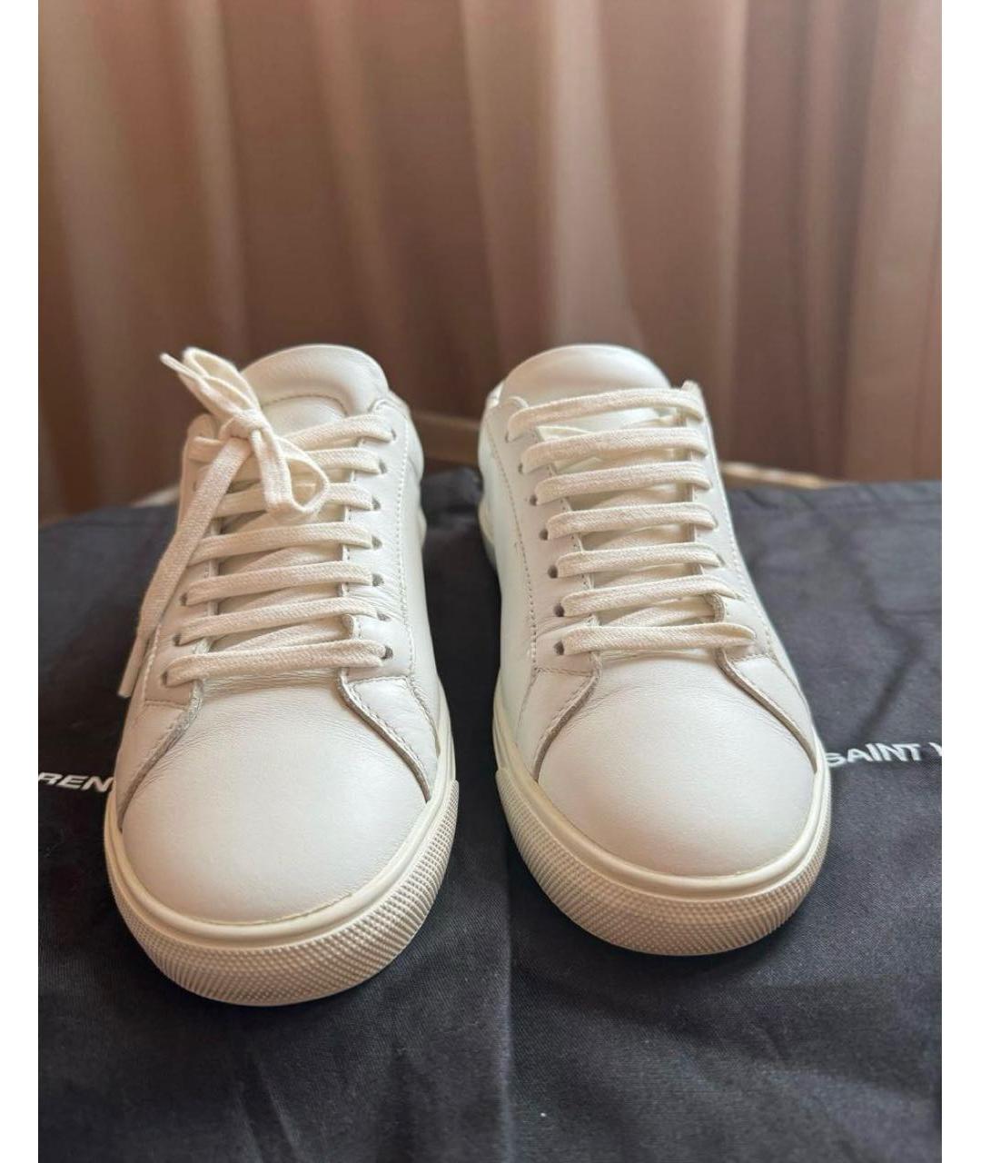 SAINT LAURENT Белые кожаные кеды, фото 2