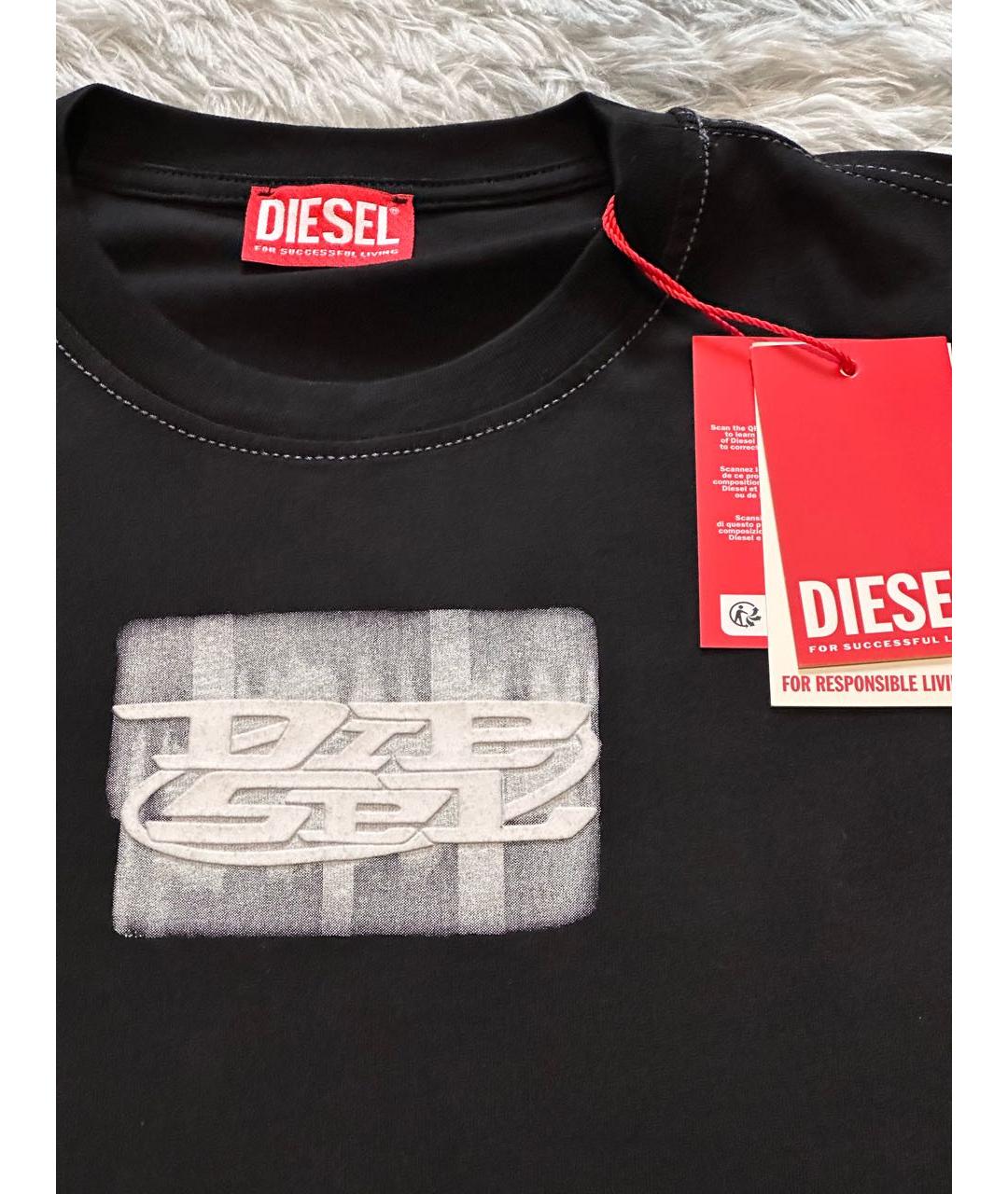 DIESEL Черная хлопковая футболка, фото 3