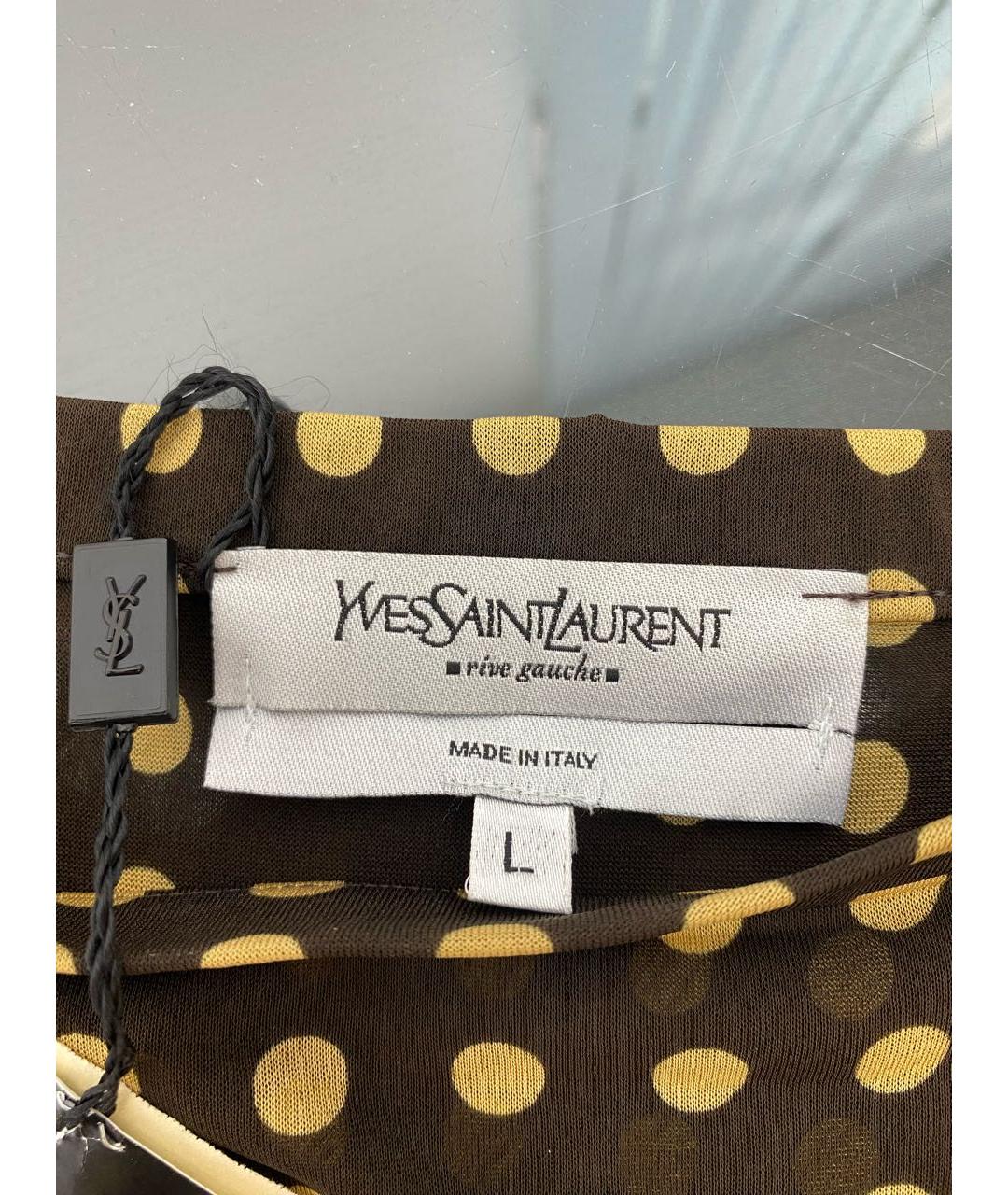 SAINT LAURENT Коричневая вискозная юбка миди, фото 4