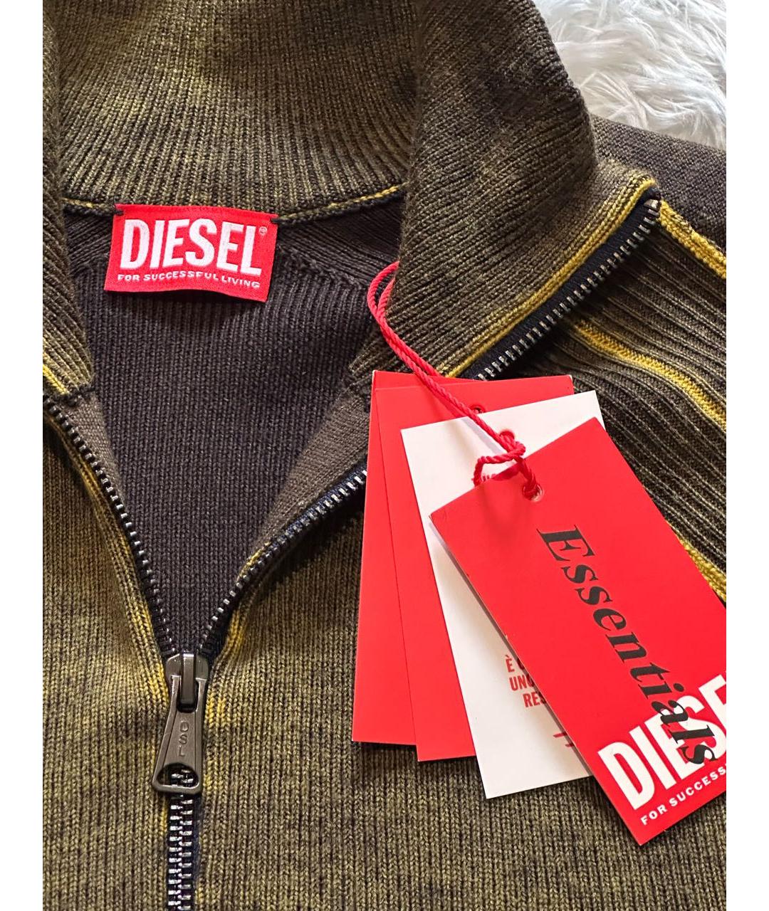 DIESEL Горчичный шерстяной джемпер / свитер, фото 3
