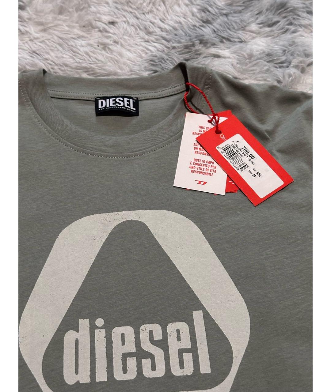 DIESEL Антрацитовая хлопковая футболка, фото 3