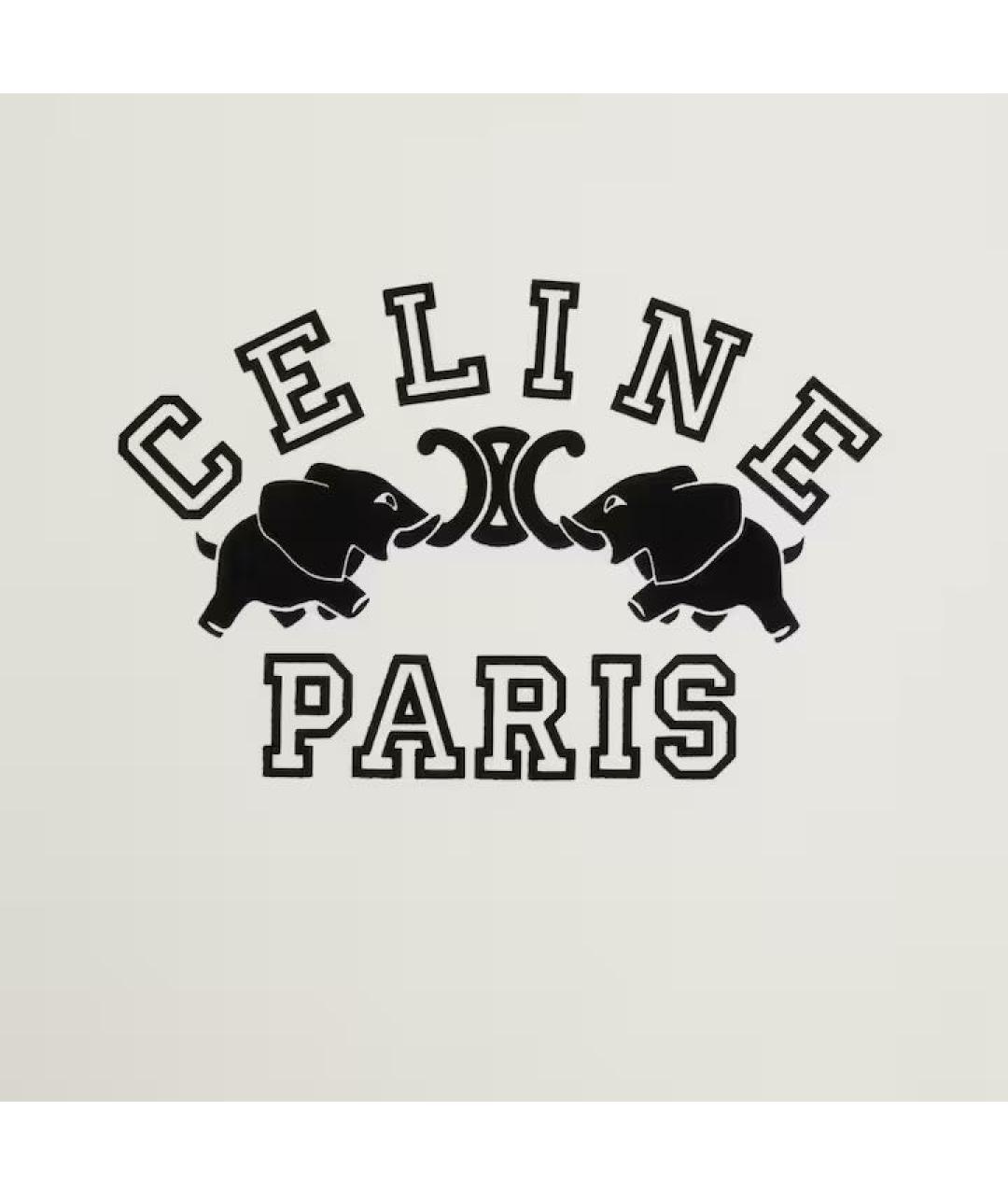 CELINE Белая хлопковая футболка, фото 4