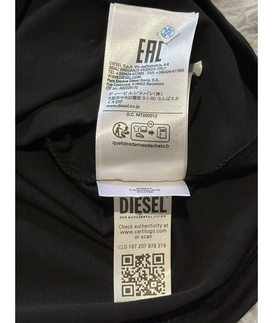 DIESEL Черная хлопковая футболка, фото 6
