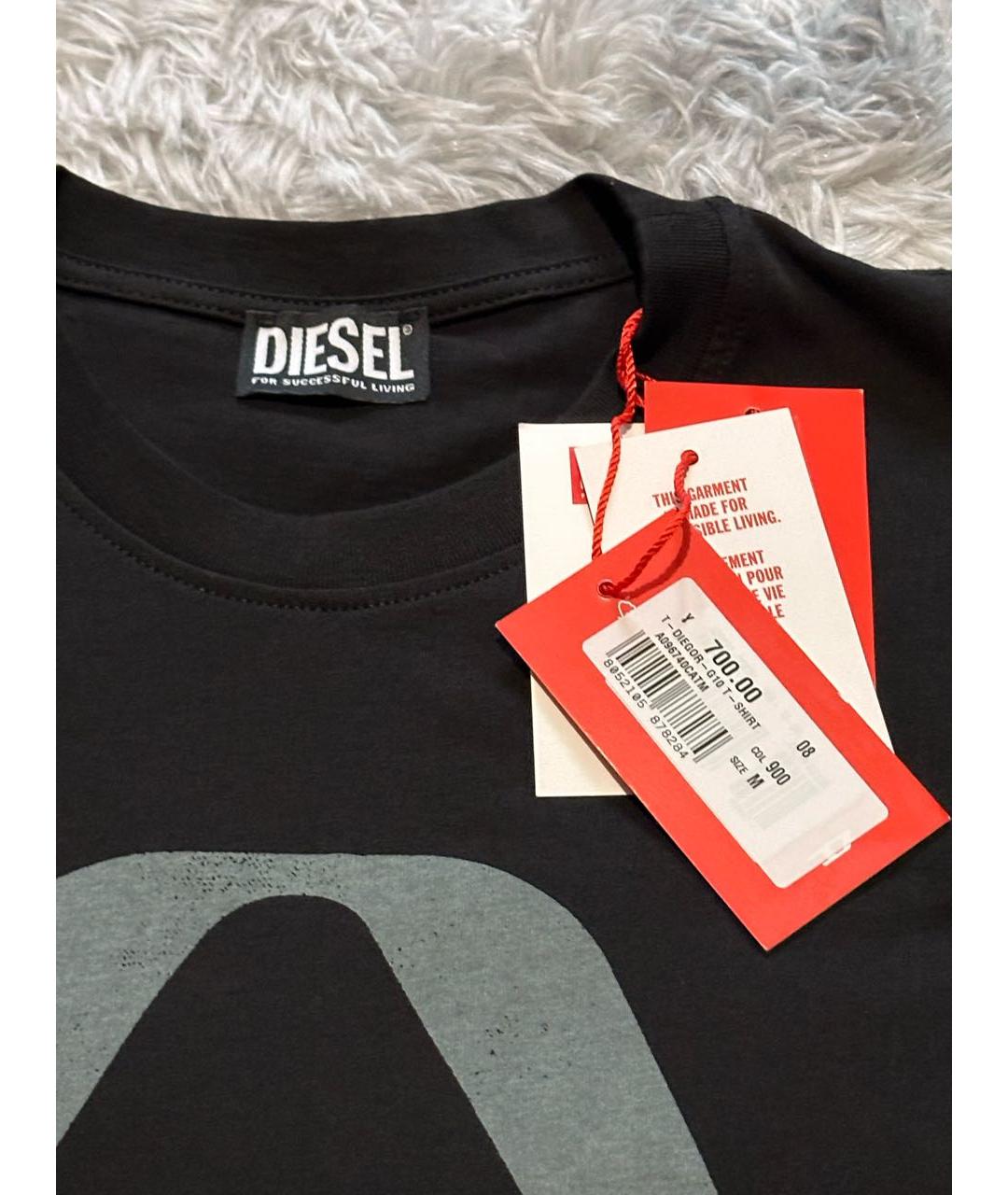DIESEL Черная хлопковая футболка, фото 3