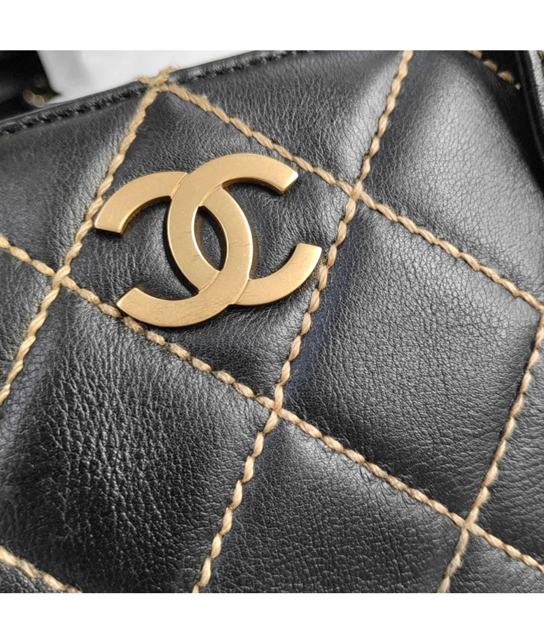 CHANEL Черная кожаная сумка тоут, фото 7