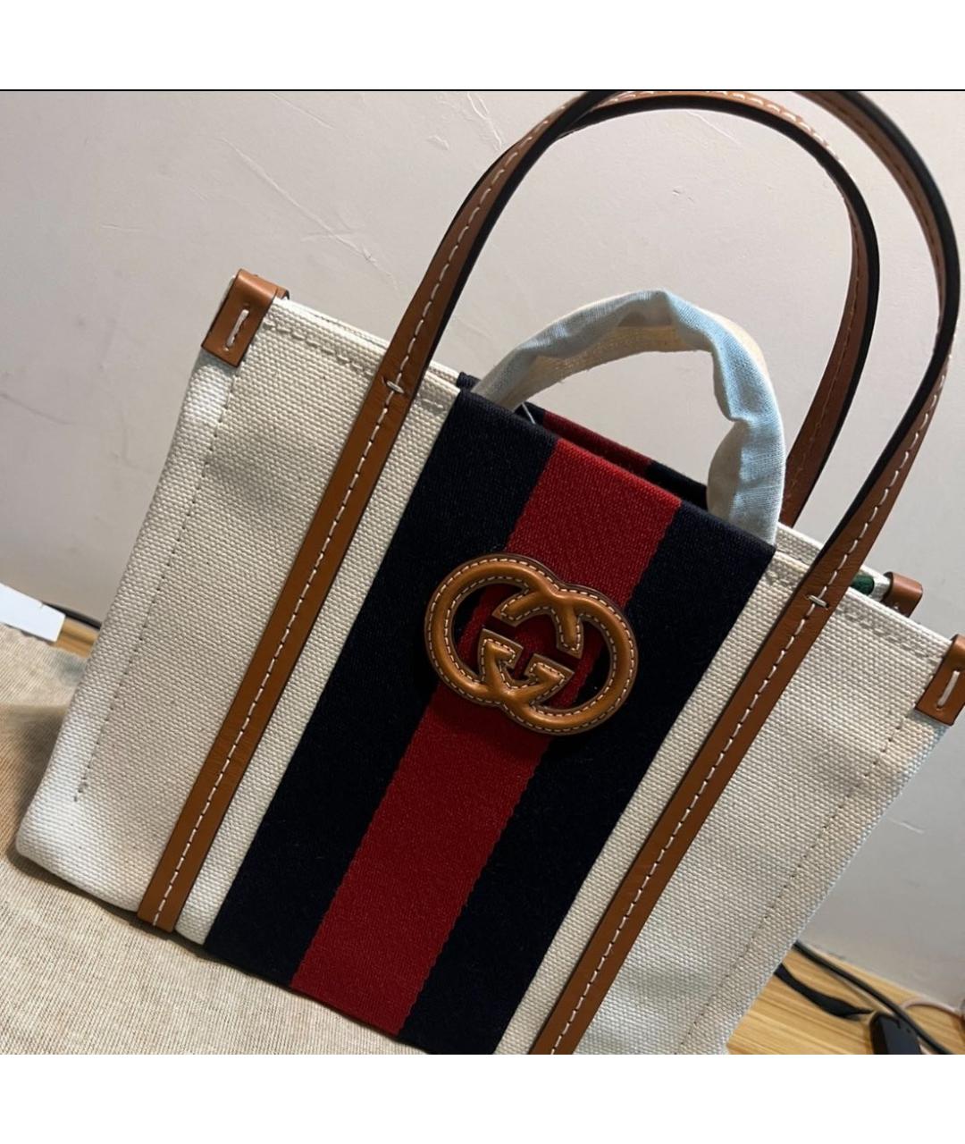 GUCCI Белая пляжная сумка, фото 6