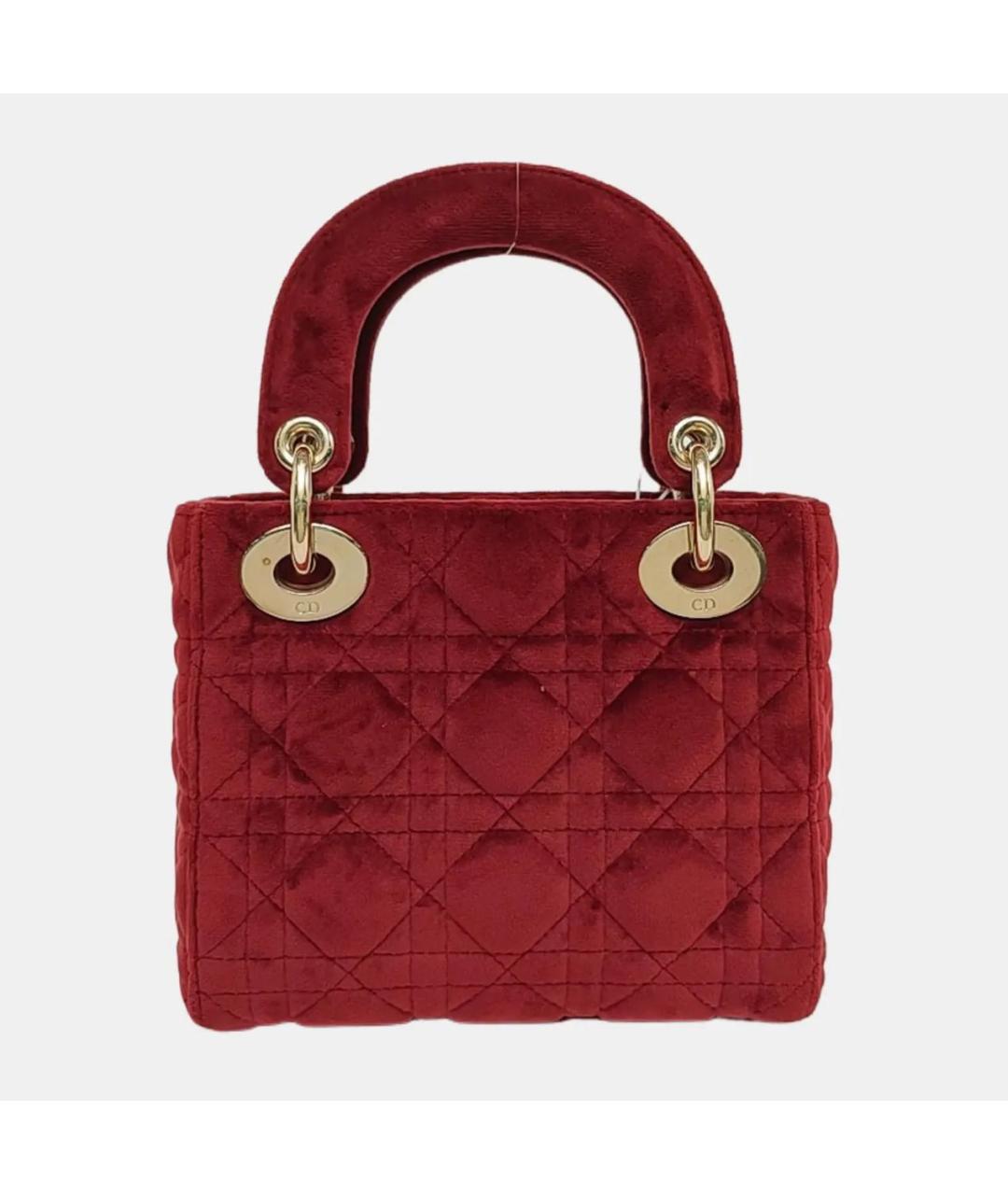 CHRISTIAN DIOR Красная бархатная сумка с короткими ручками, фото 4