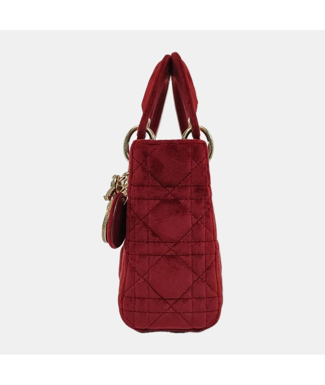 CHRISTIAN DIOR Красная бархатная сумка с короткими ручками, фото 2