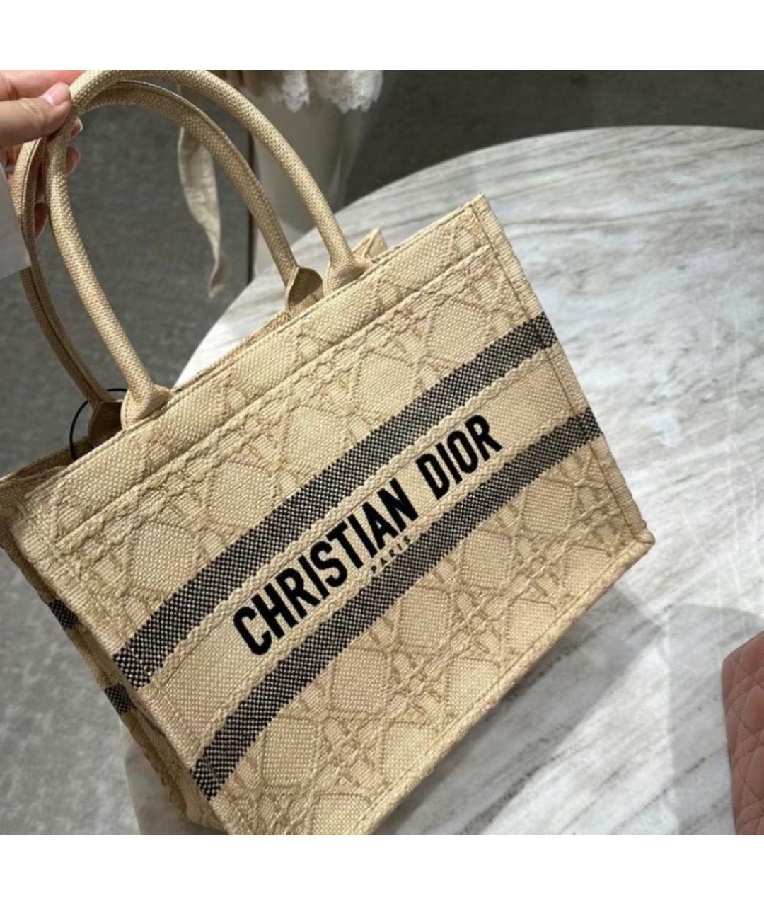CHRISTIAN DIOR Бежевая пляжная сумка, фото 5