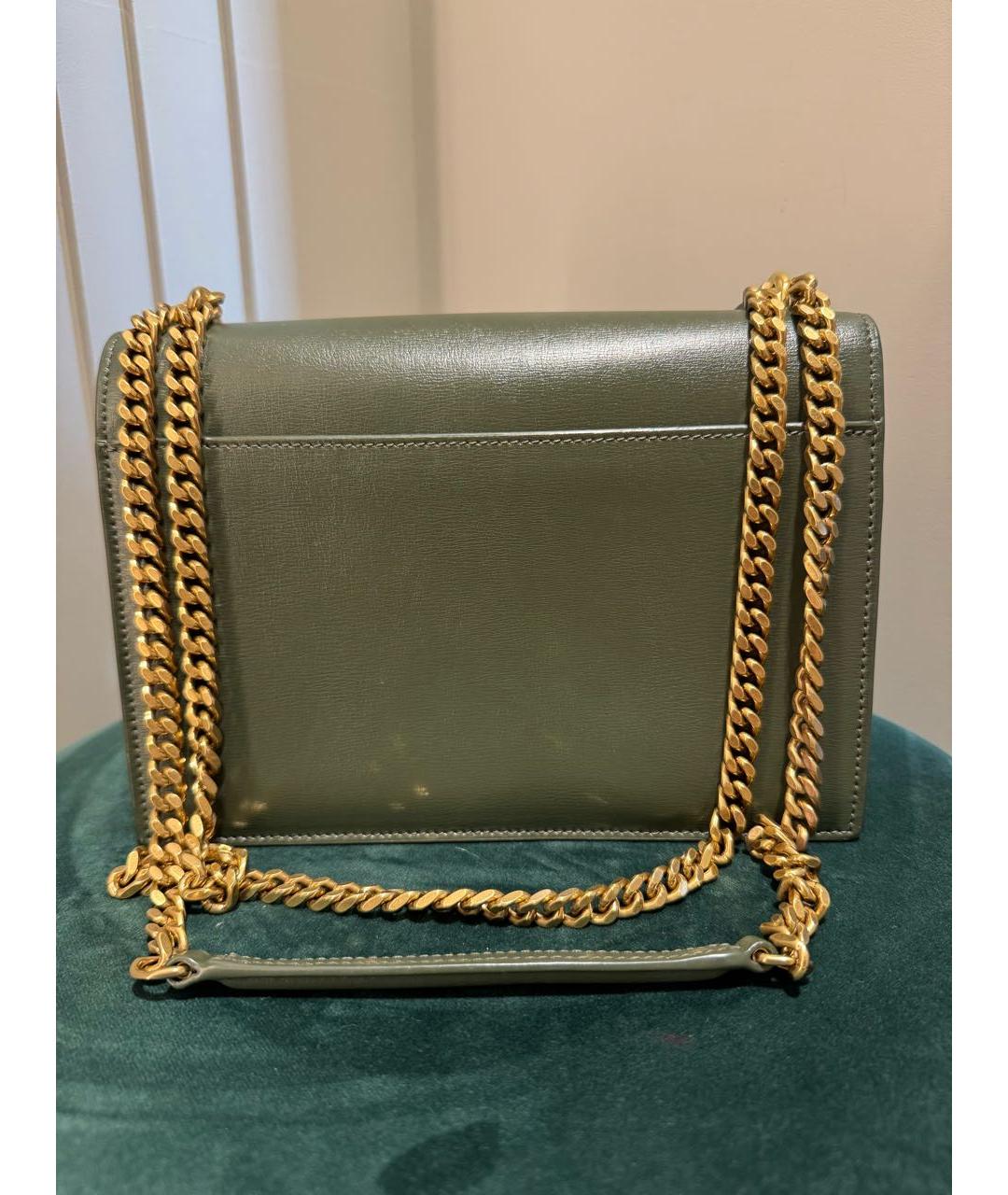 SAINT LAURENT Зеленая кожаная сумка через плечо, фото 3