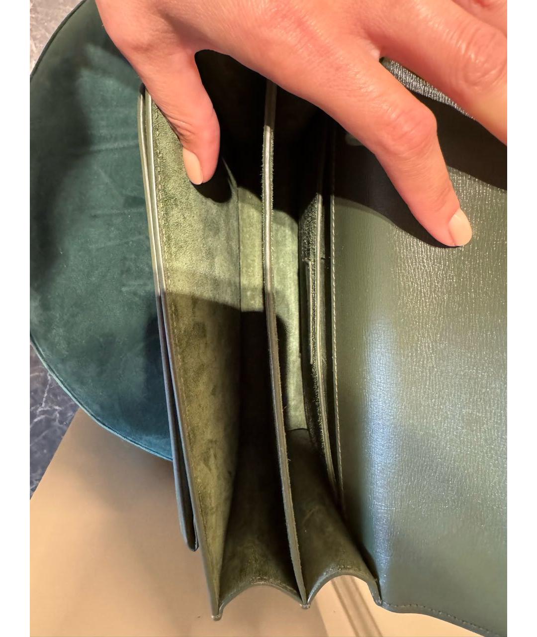 SAINT LAURENT Зеленая кожаная сумка через плечо, фото 5