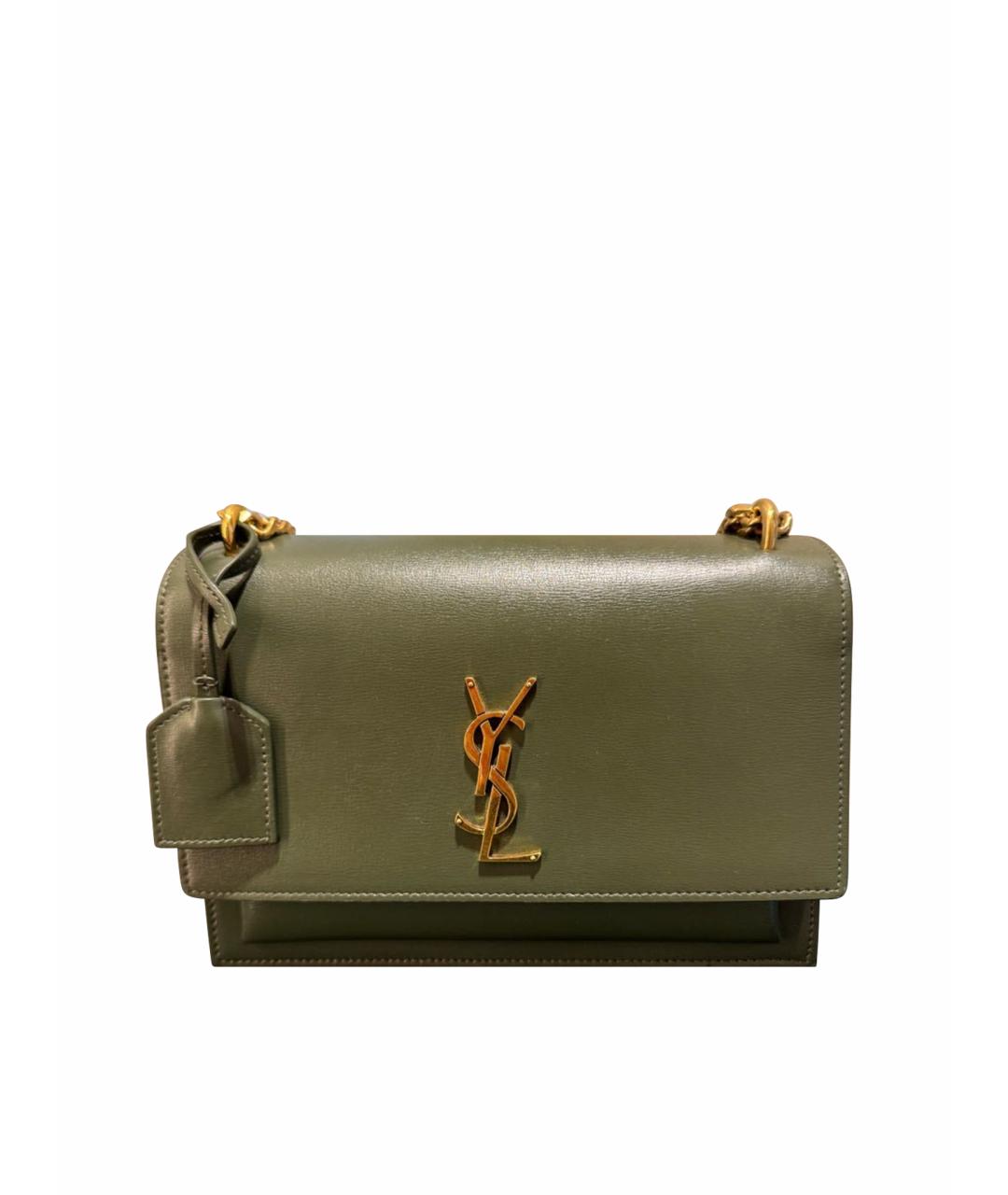 SAINT LAURENT Зеленая кожаная сумка через плечо, фото 1