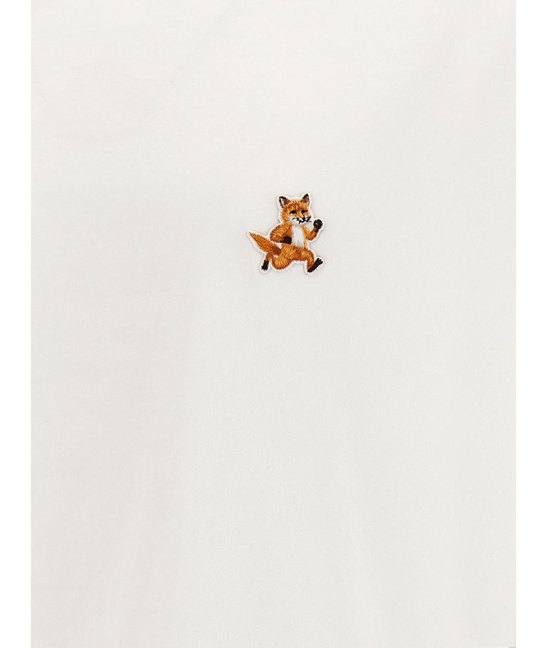 MAISON KITSUNE Белая хлопковая футболка, фото 4