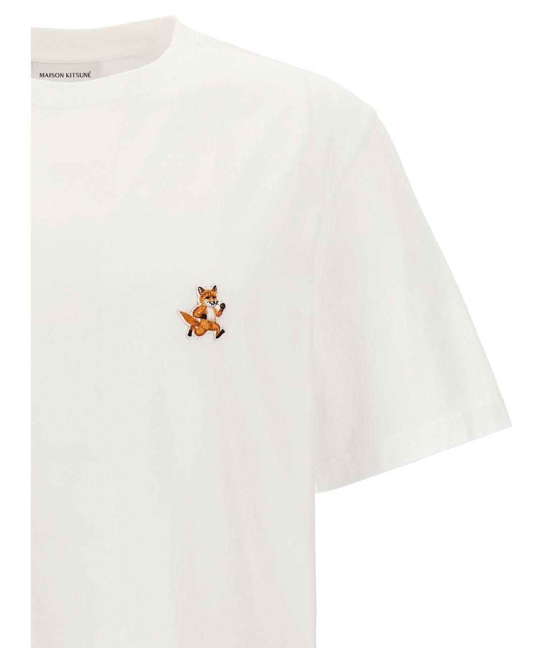MAISON KITSUNE Белая хлопковая футболка, фото 3