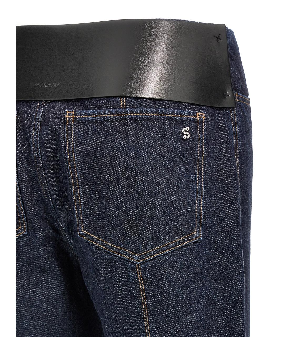 SPORTMAX Синие хлопковые прямые джинсы, фото 4
