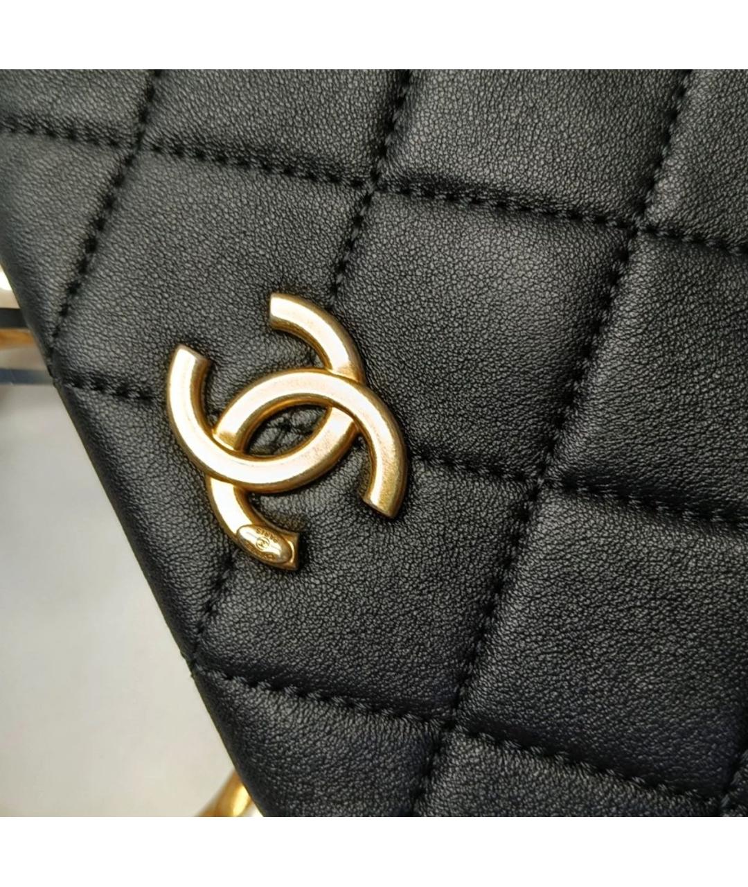 CHANEL Черная кожаная сумка с короткими ручками, фото 6