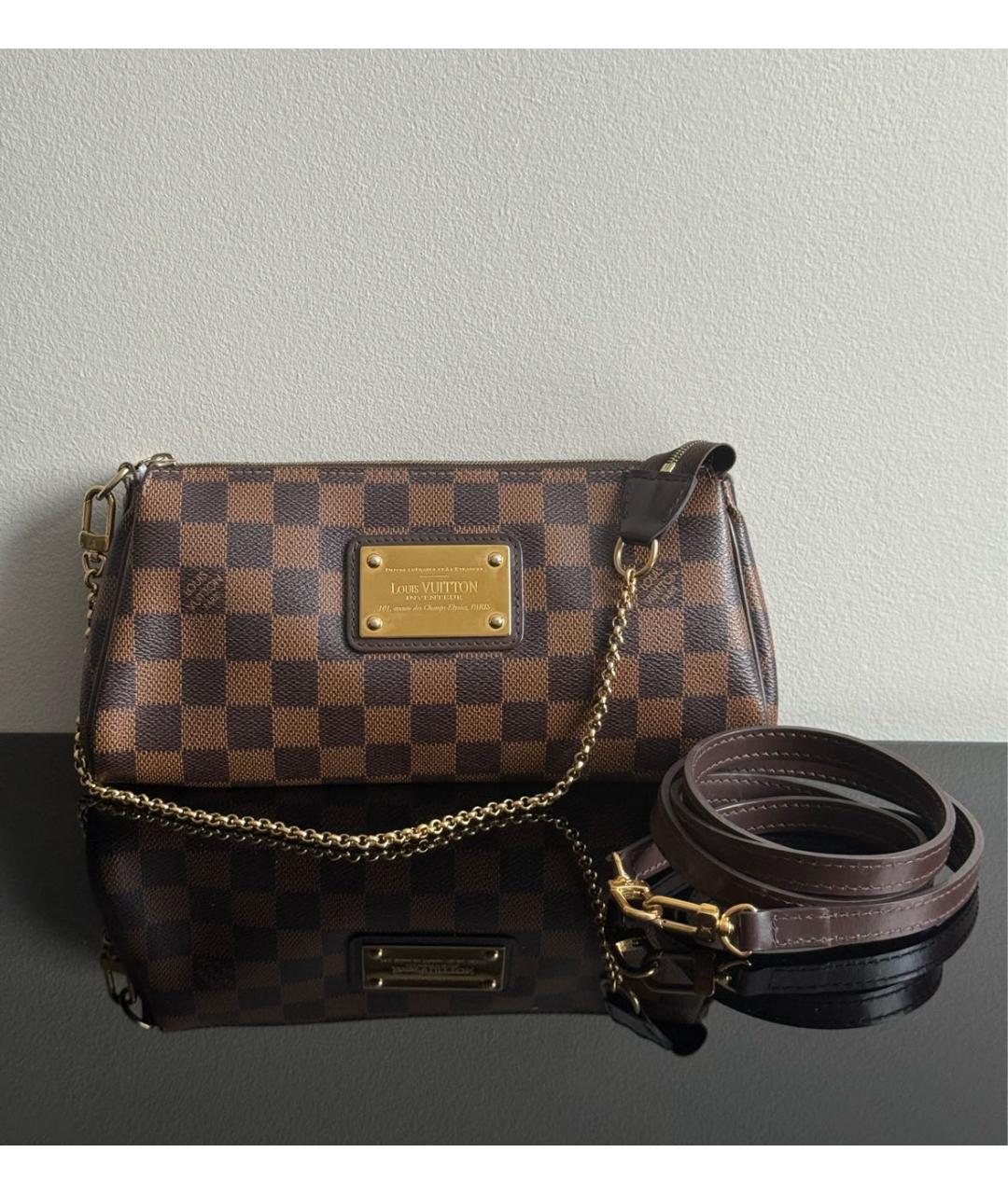 LOUIS VUITTON Коричневая кожаная сумка через плечо, фото 7