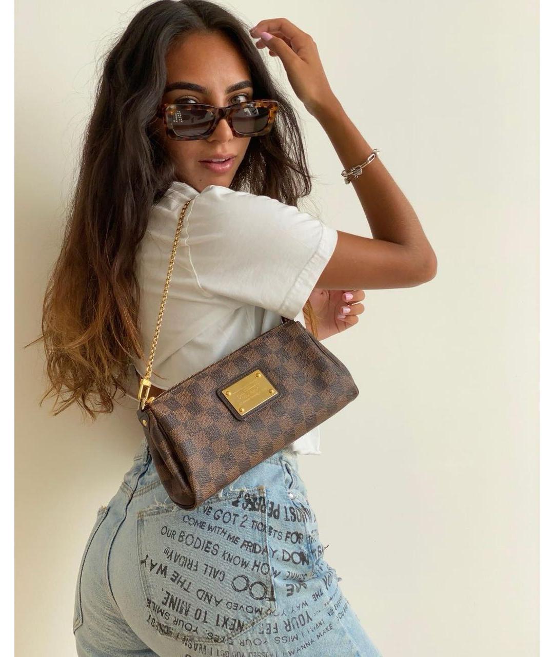 LOUIS VUITTON Коричневая кожаная сумка через плечо, фото 6