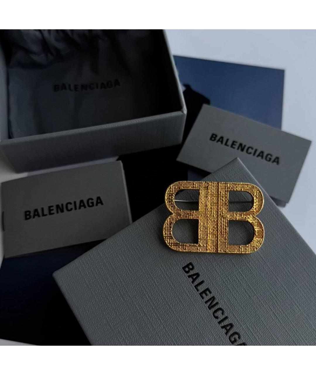 BALENCIAGA Золотая металлическая булавка / брошь, фото 3