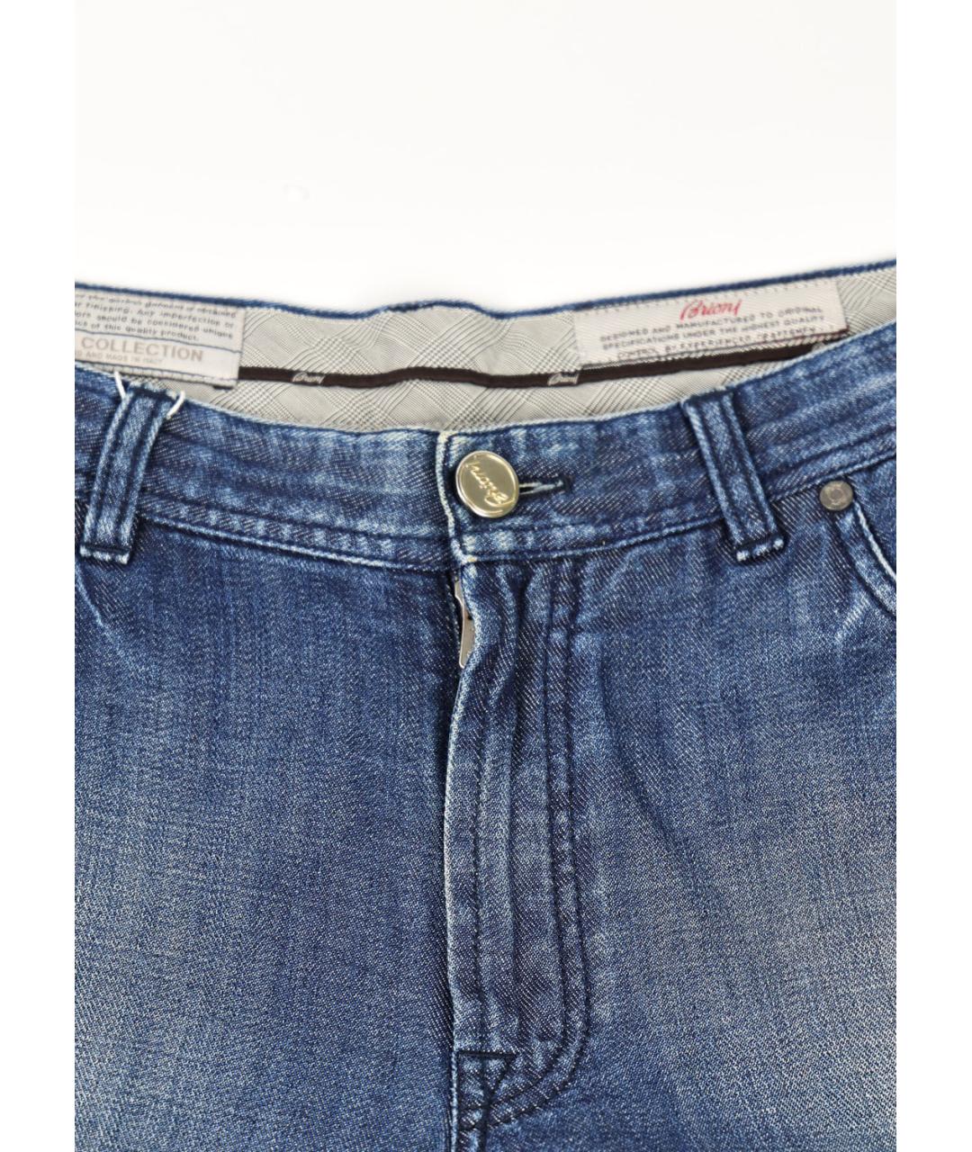 BRIONI Синие хлопковые прямые джинсы, фото 4