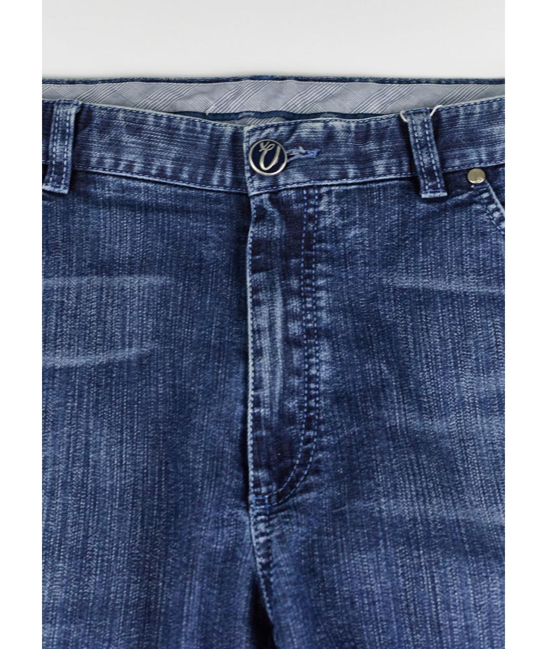 BRIONI Синие хлопко-полиэстеровые прямые джинсы, фото 4